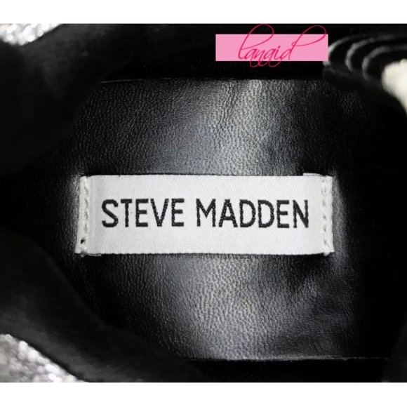 Steve Madden Jparka Sneakers Black Zebra Shiny Iridescent Holographic Mermaid 5 - Picture 6 of 11